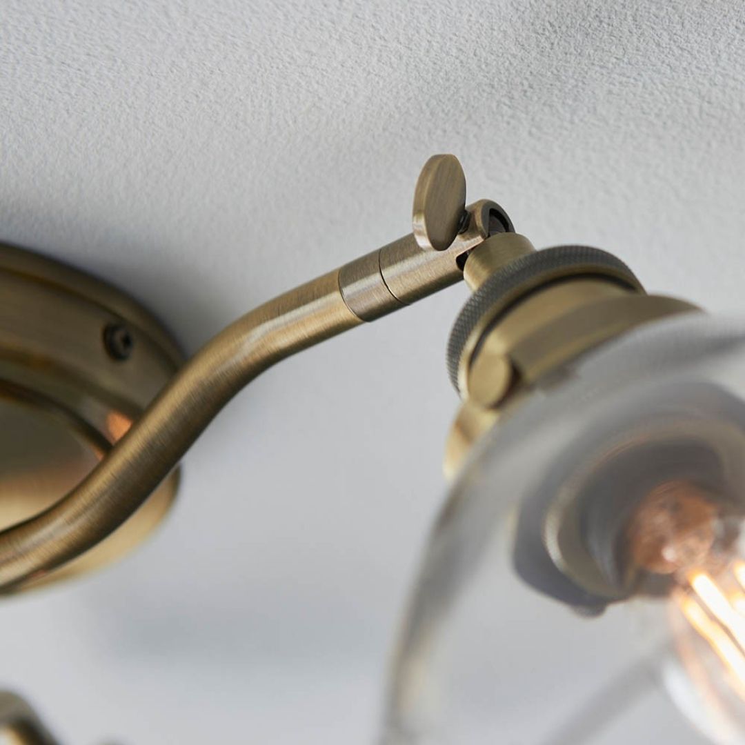 Hansen 3 Light Semi Flush Antique Brass Ceiling Light
