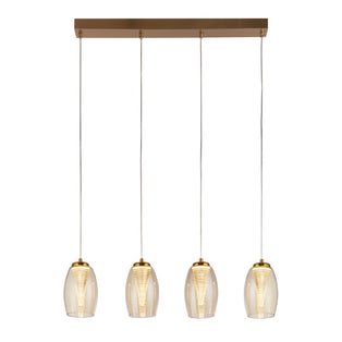 Cyclone 4 Light Bronze & Glass Ceiling Pendant Bar