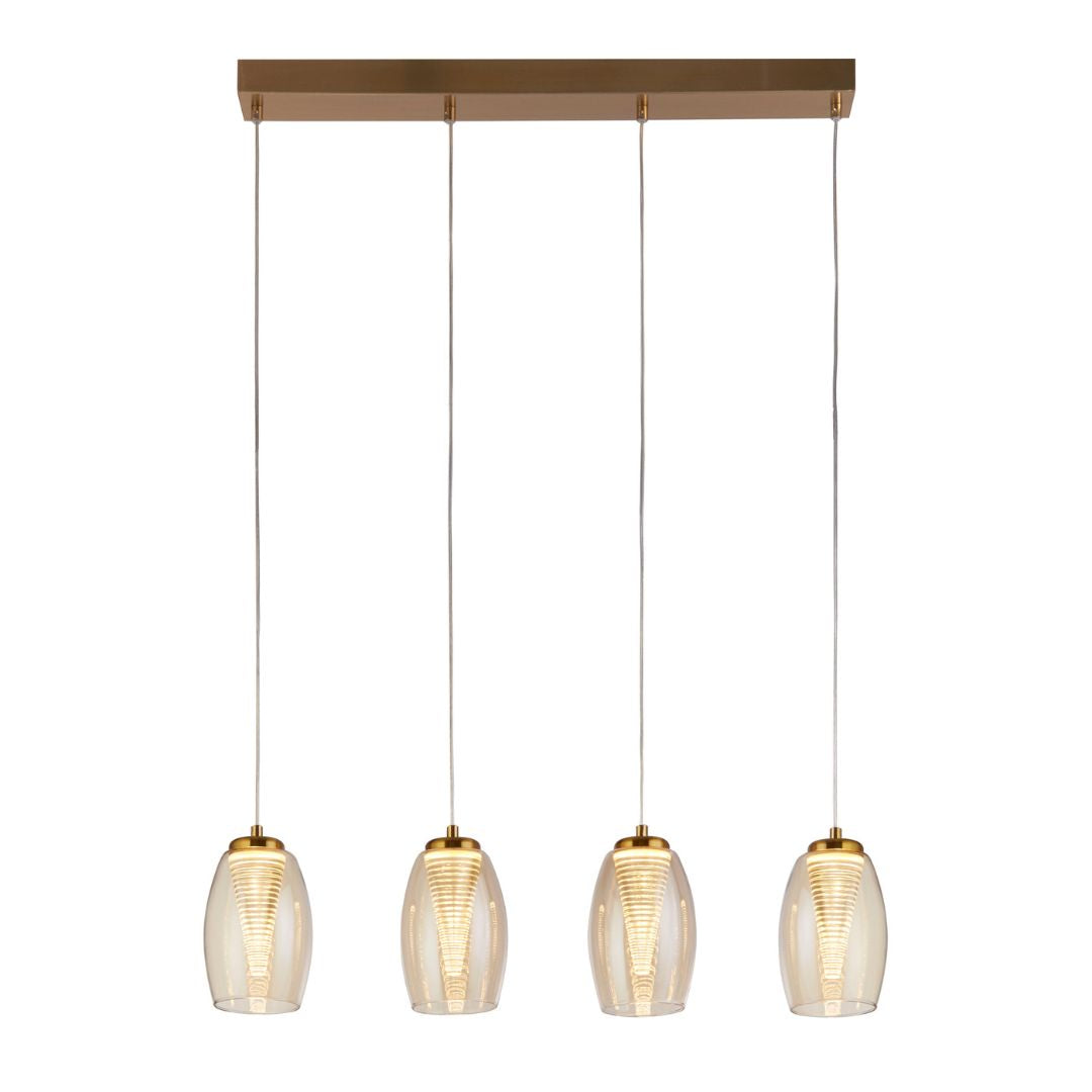 Cyclone 4 Light Bronze and Glass Bar Pendant Light