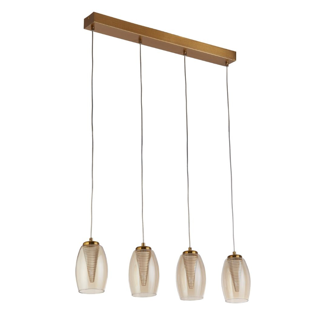 Cyclone 4 Light Bronze and Glass Bar Pendant Light