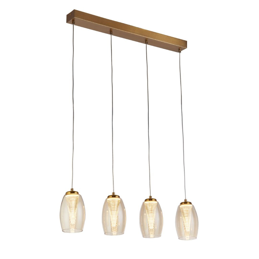 Cyclone 4 Light Bronze and Glass Bar Pendant Light