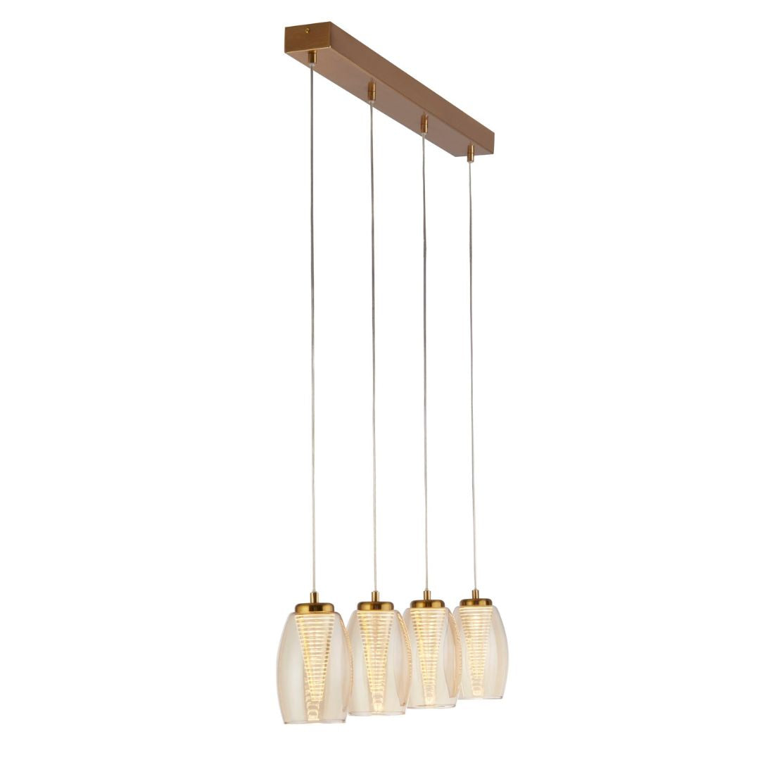 Cyclone 4 Light Bronze and Glass Bar Pendant Light