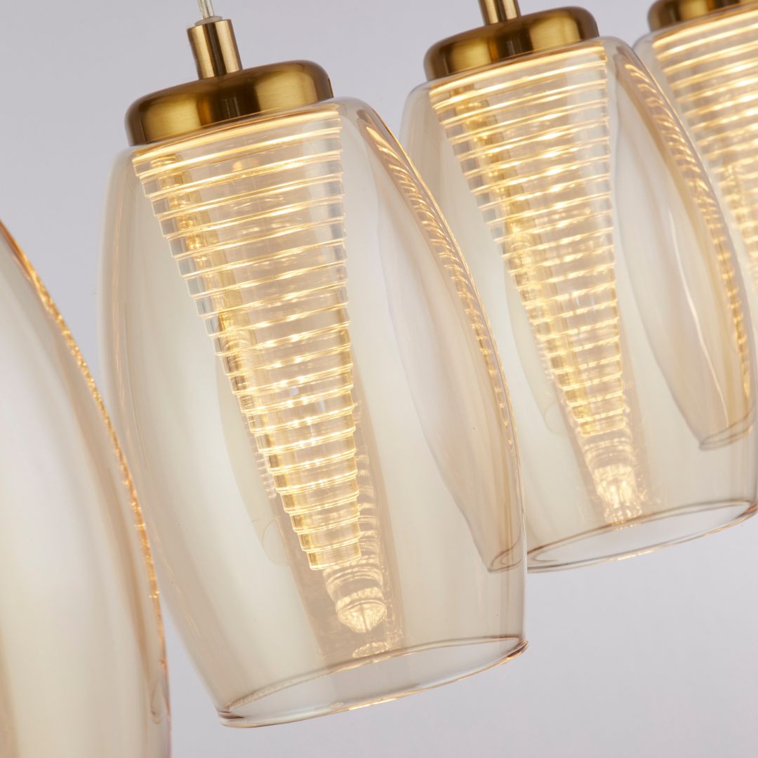 Cyclone 4 Light Bronze and Glass Bar Pendant Light
