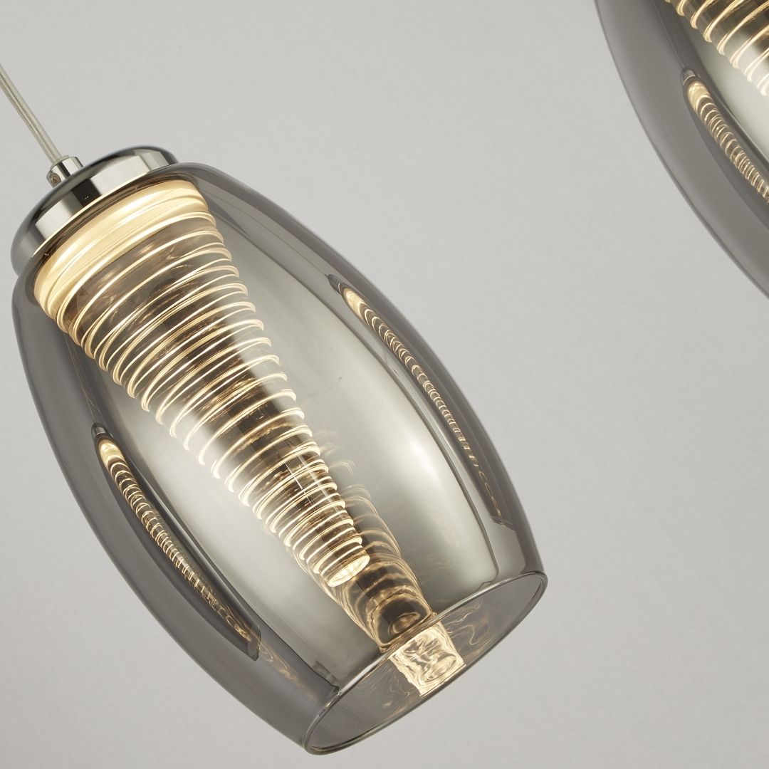 Cyclone 4 Light Smoked Glass Ceiling Bar Pendant