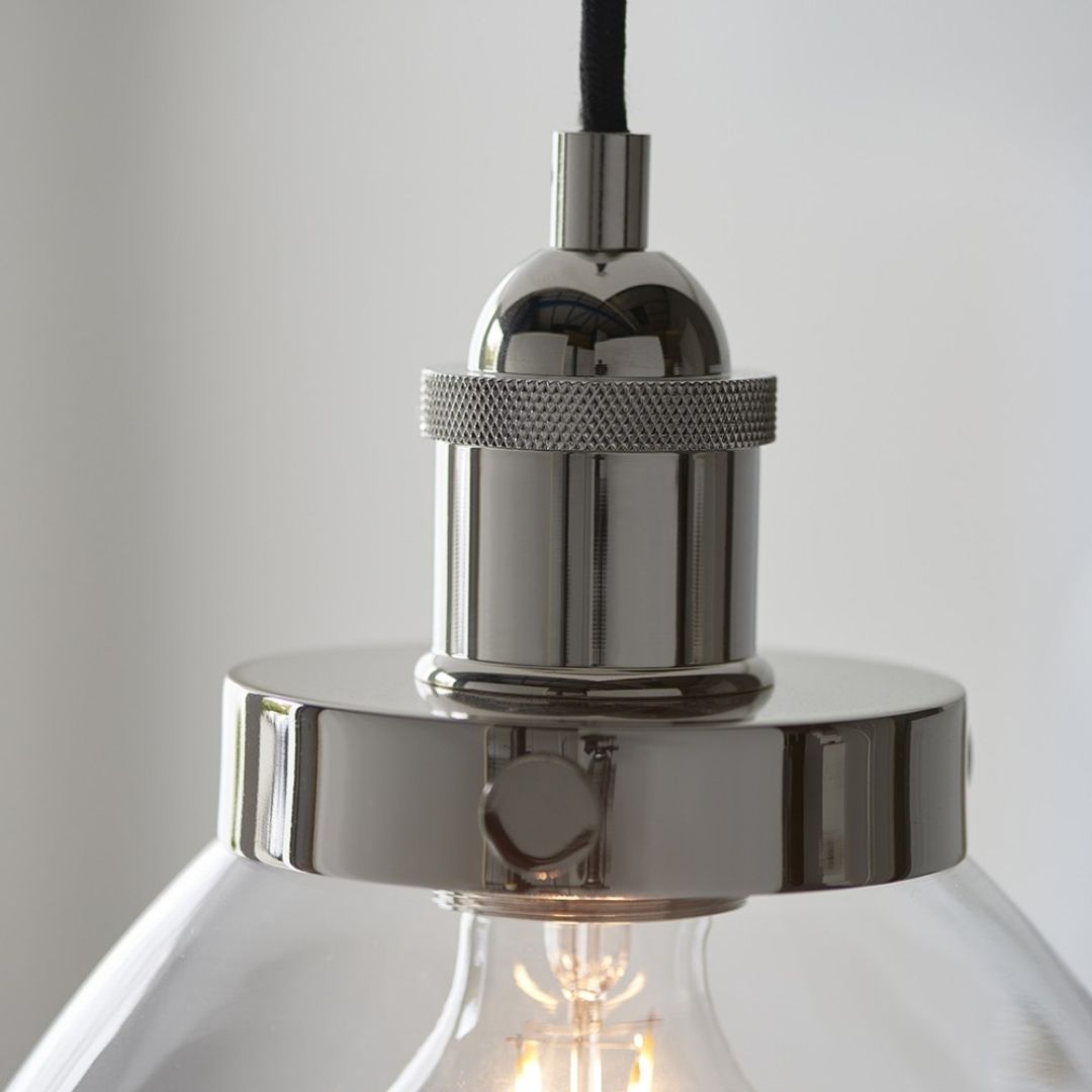 Hansen Polished Nickel & Glass Pendant Ceiling Light