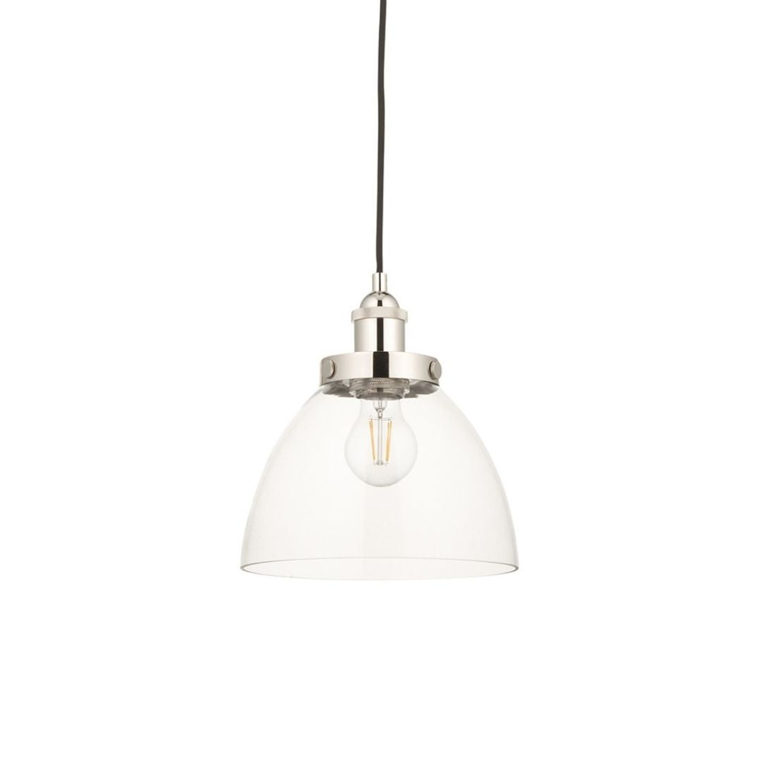 Hansen Polished Nickel & Glass Pendant Ceiling Light