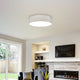 Pasteri 3 Light Grey Fabric Flush Ceiling Light
