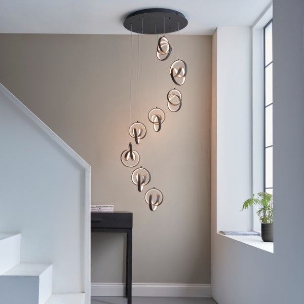 Cosma 8 Light Matt Black LED Multidrop Pendant Ceiling Light