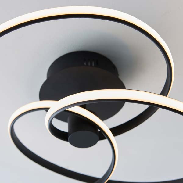 Dune LED Semi Flush Matt Black Ceiling Light