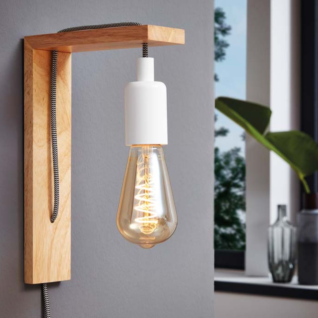 Tocopilla Plug-in Wall Light Wood and White