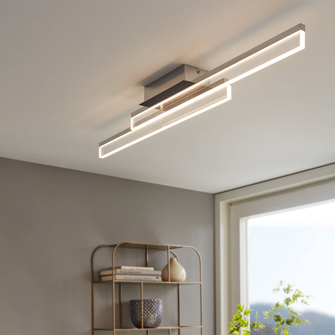 Palmital Satin Chrome & Clear LED Flush Ceiling Light