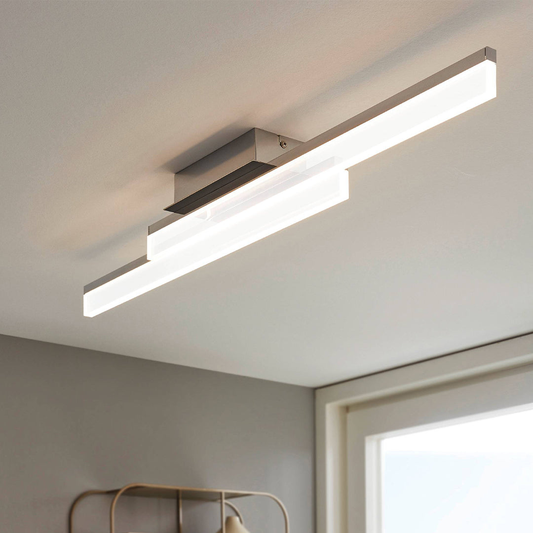 Palmital Satin Chrome & Clear LED Flush Ceiling Light