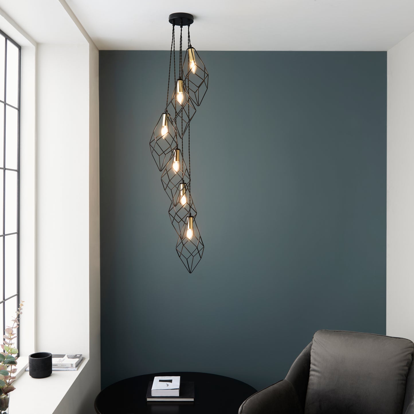 Jaxon Black 6 Light Geometric ceiling Pendant
