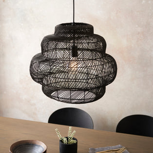 Vanda Rattan Black Ceiling Pendant