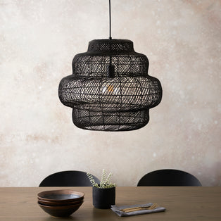 Vanda Rattan Black Ceiling Pendant