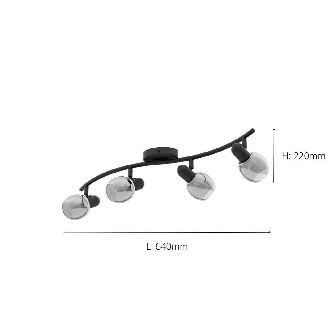 Pollica 4 Light Spotlight Black Ceiling Bar