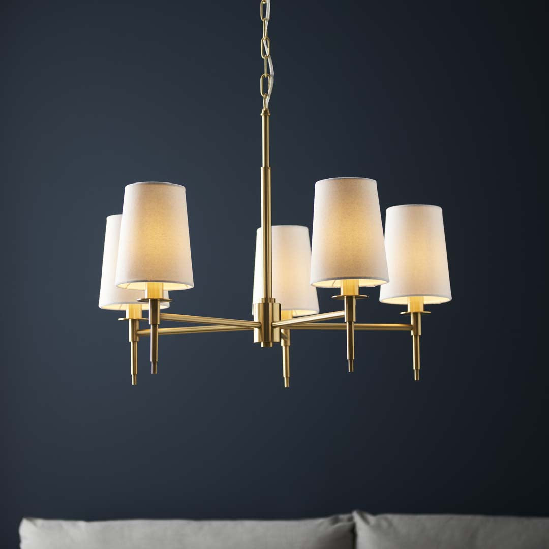 Obasi 5-Light Satin Brass Shaded Chandelier