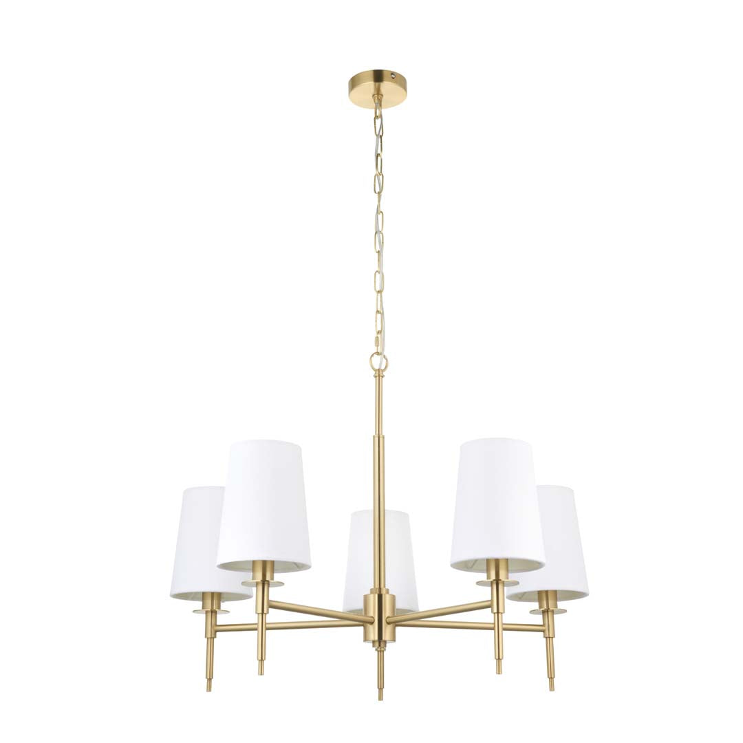 Obasi 5-Light Satin Brass Shaded Chandelier