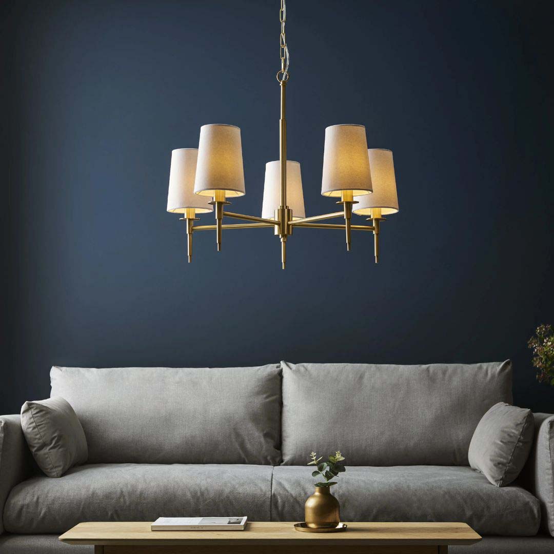 Obasi 5-Light Satin Brass Shaded Chandelier