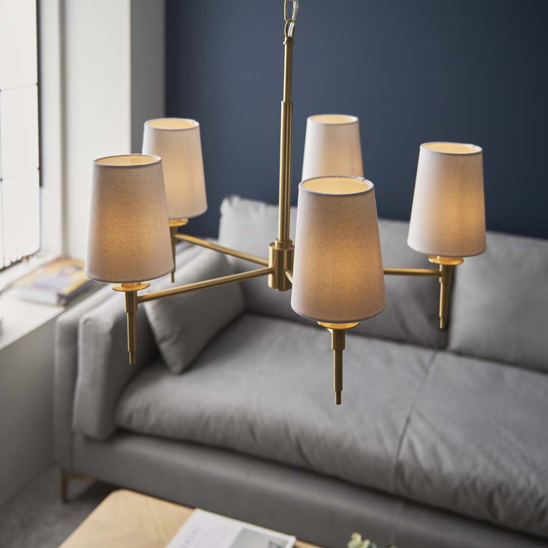 Obasi 5-Light Satin Brass Shaded Chandelier