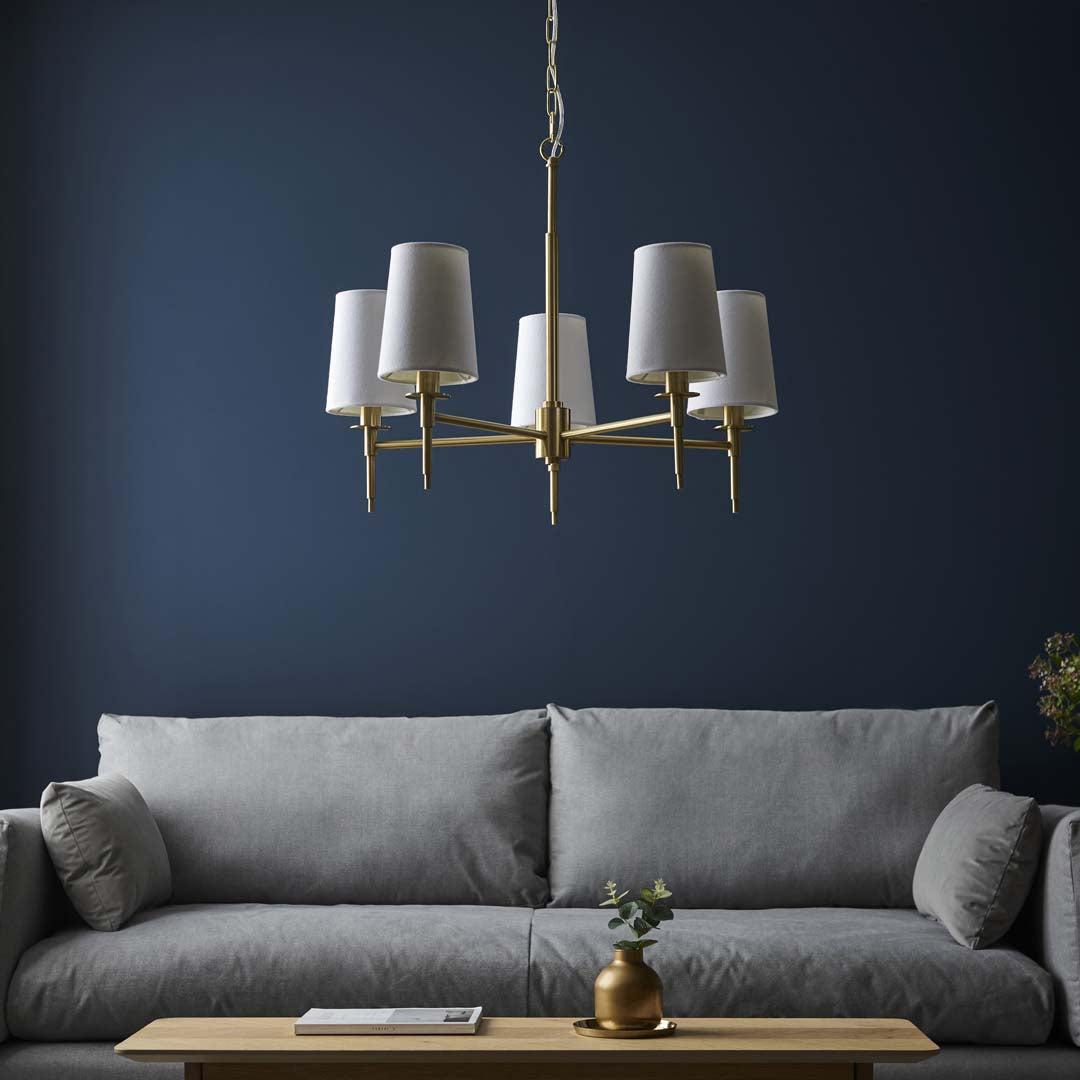 Obasi 5-Light Satin Brass Shaded Chandelier