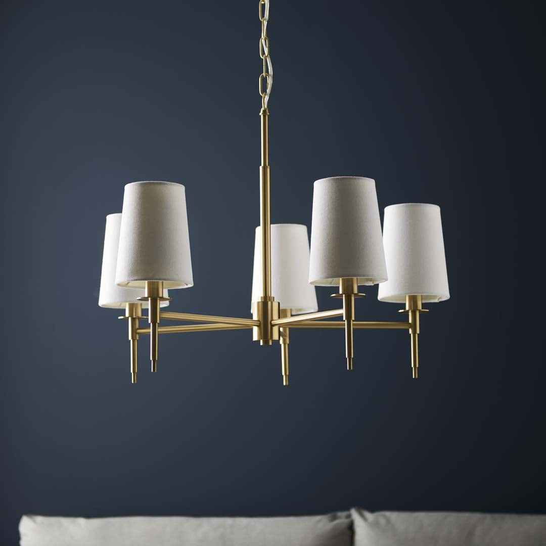 Obasi 5-Light Satin Brass Shaded Chandelier