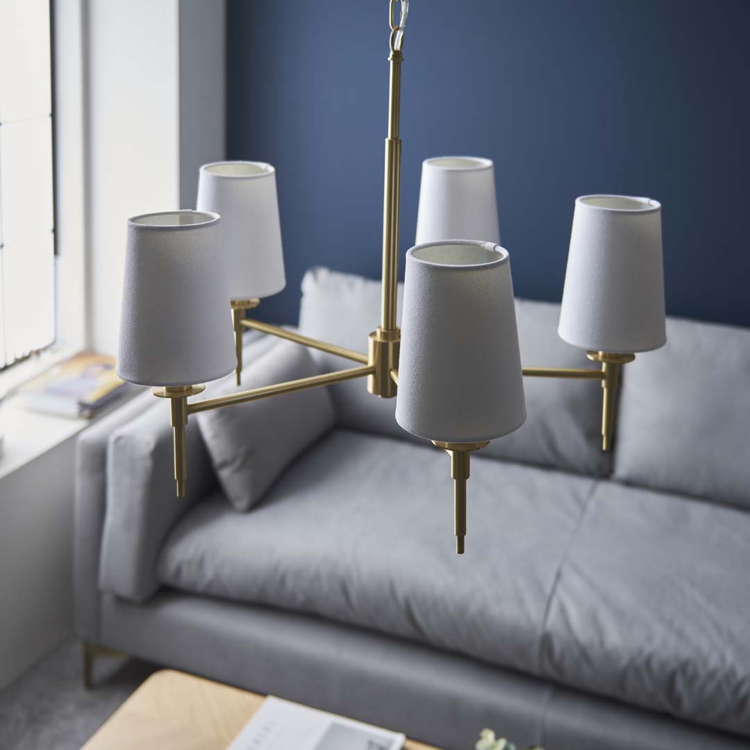 Obasi 5-Light Satin Brass Shaded Chandelier