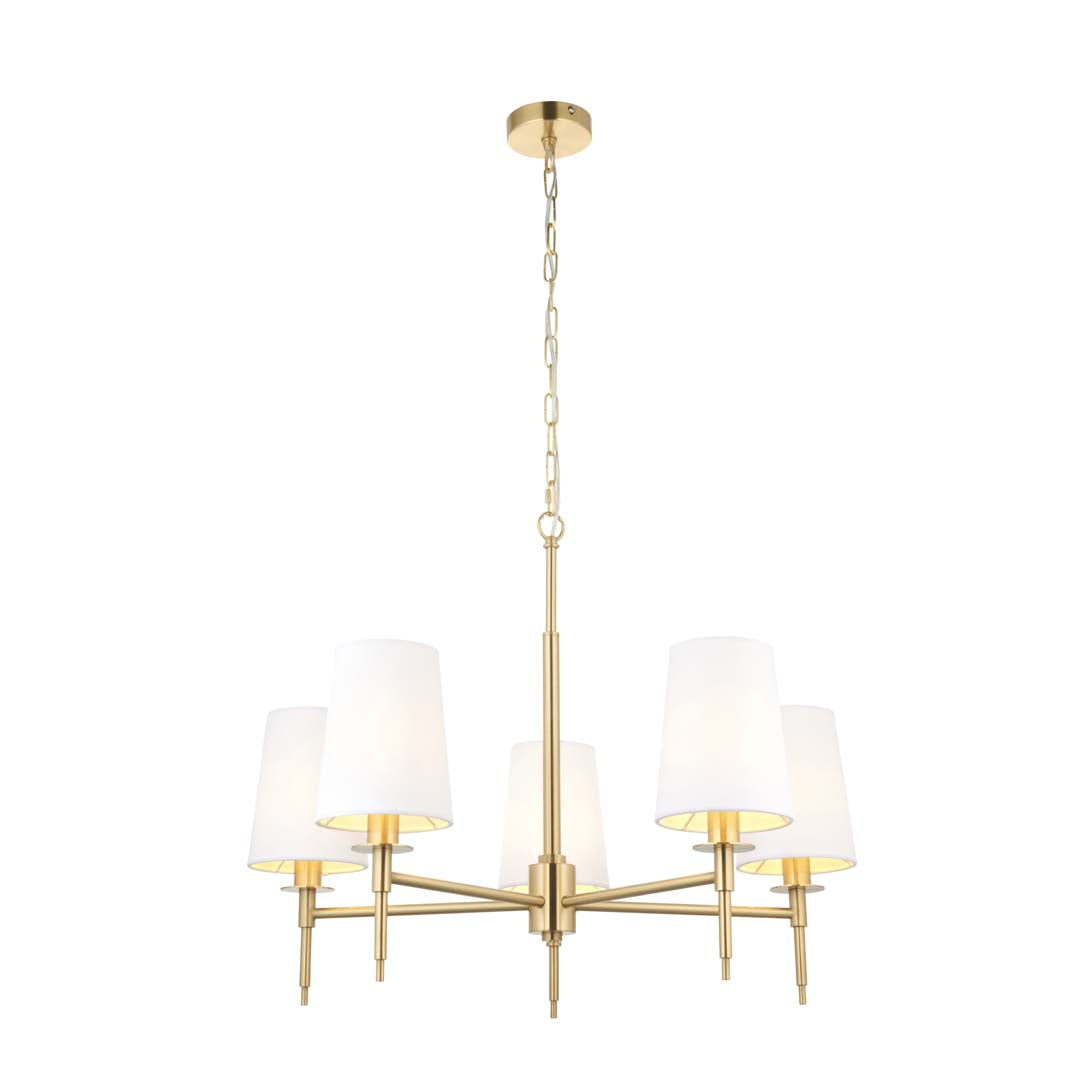 Obasi 5-Light Satin Brass Shaded Chandelier