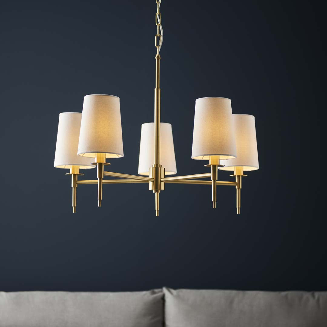 Obasi 5-Light Satin Brass Shaded Chandelier