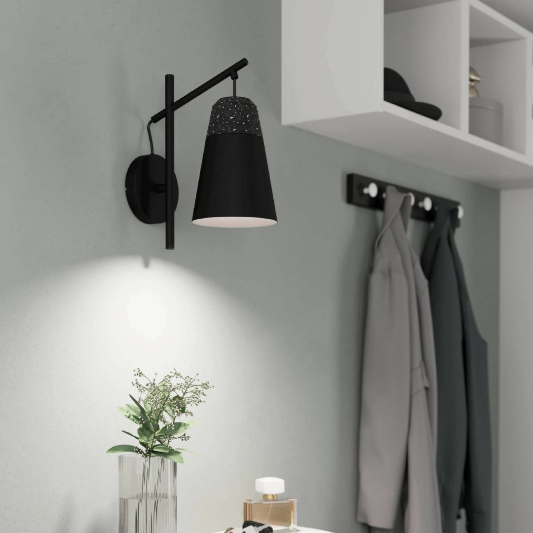 Canterras 1 Light Black and Grey Wall Light