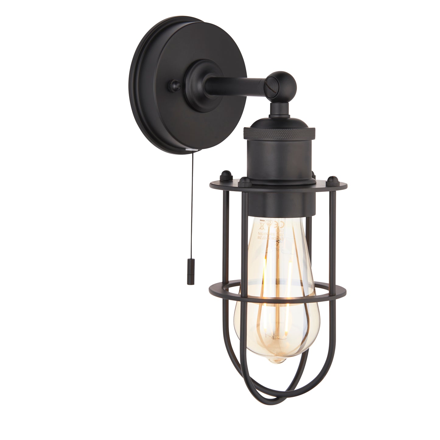 Zofia Matt Black Industrial Wall Light