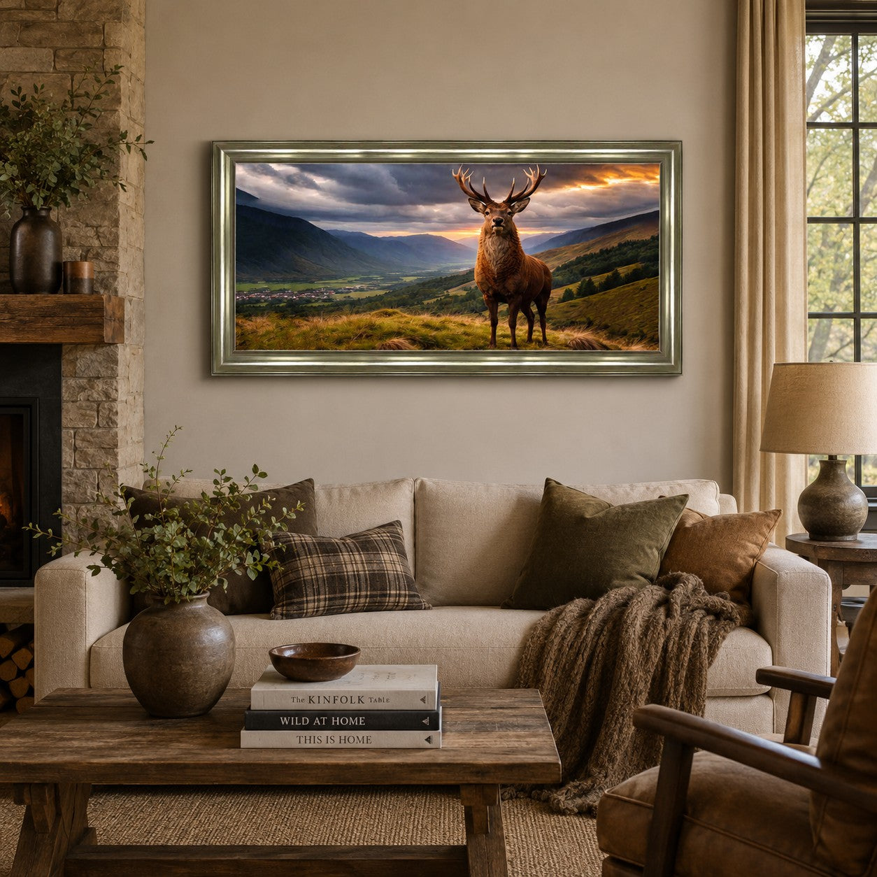 Proud Stag Framed Wall Art - 100x50cm
