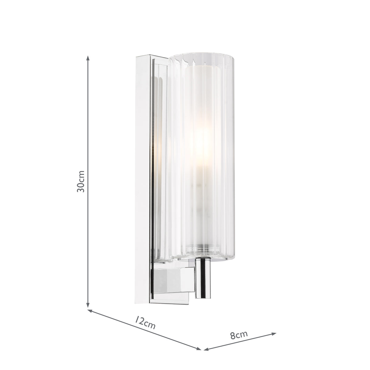Bevin Bathroom Wall Light Polished Chrome and Ribbed Glass IP44