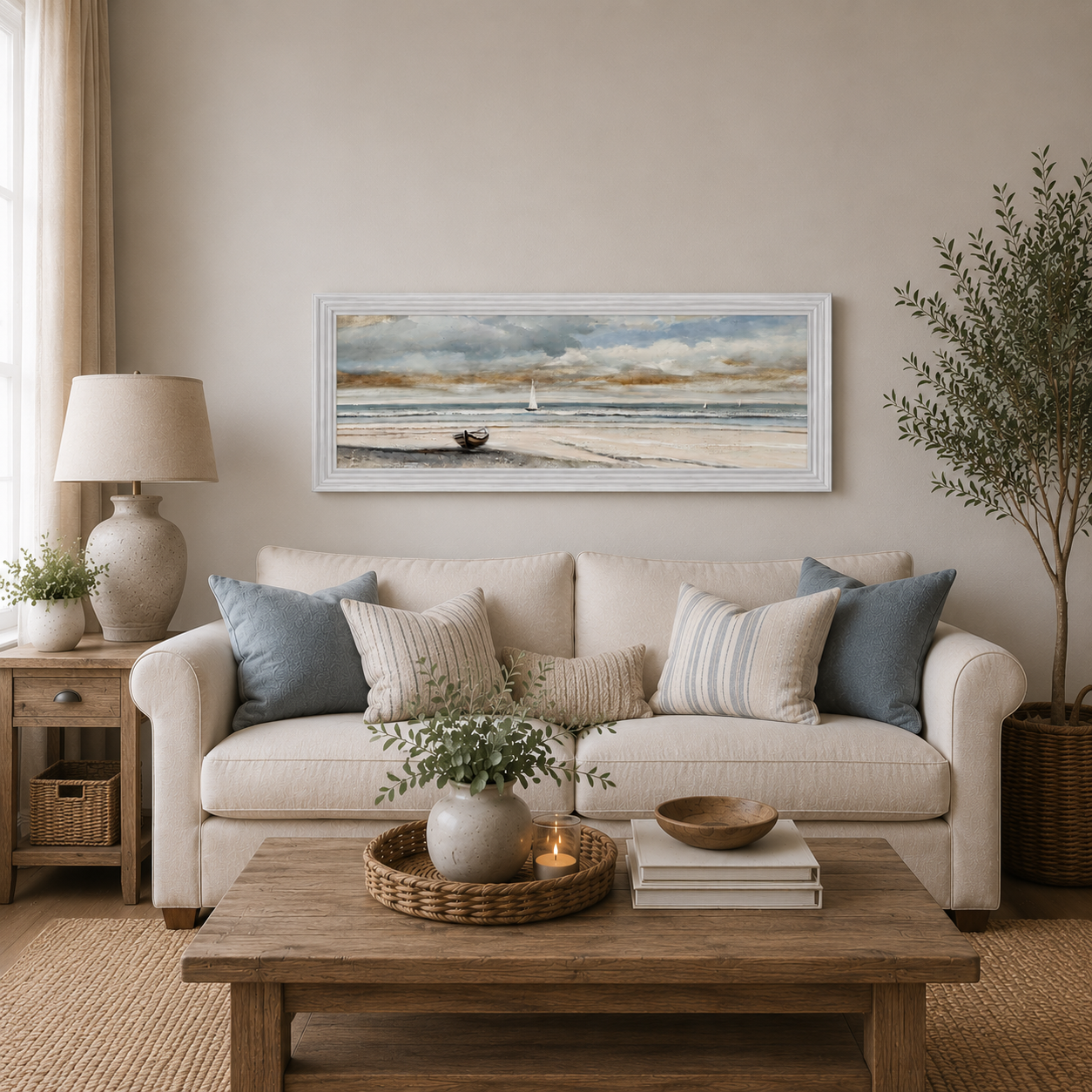 Coastal Calm Framed Wall Art – 70x30cm