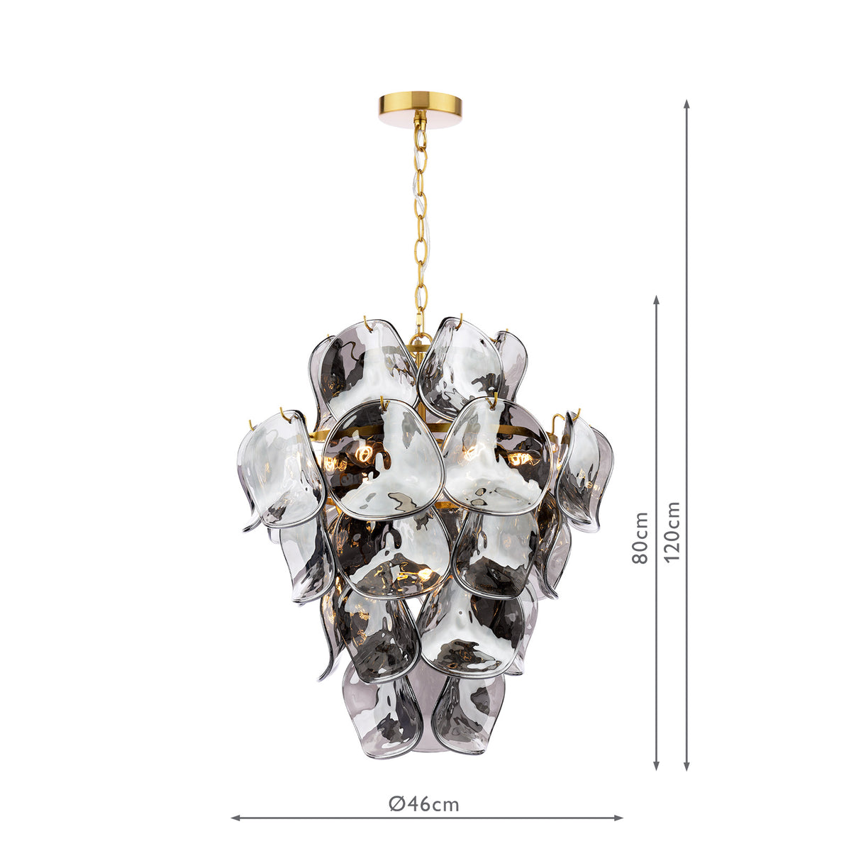 Genoa 8 Light Pendant Natural Brass and Smoked Glass