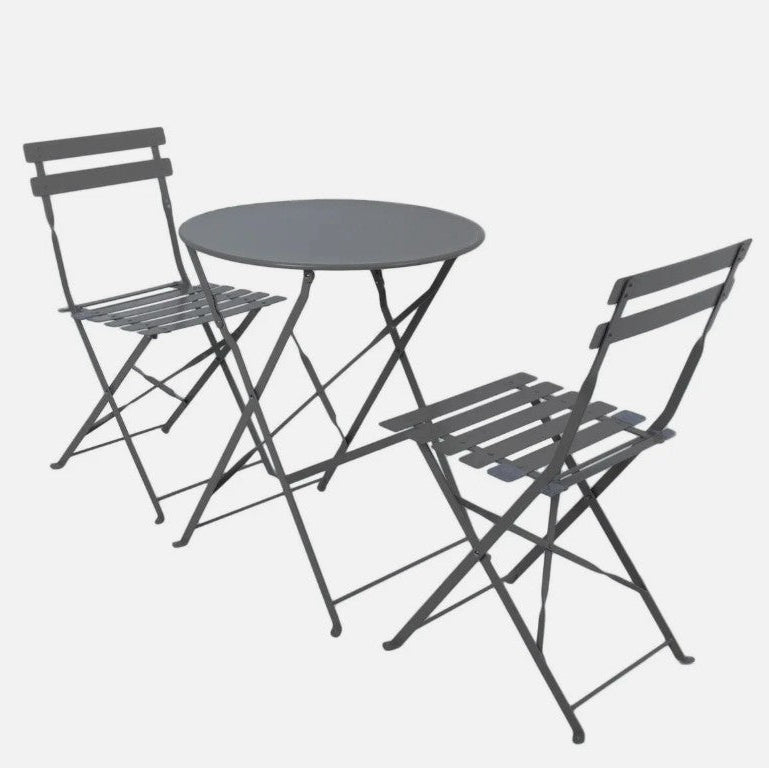 Metal Folding Bistro Set Grey