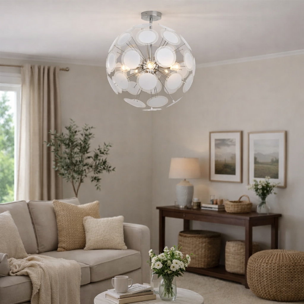 Wham 5 Light White Semi Flush Ceiling Light