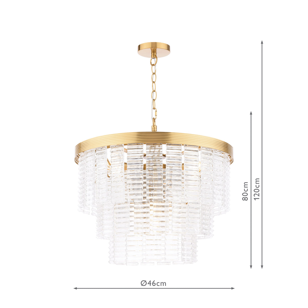 Moesha 6 Light Pendant Natural Brass and Ribbed Glass
