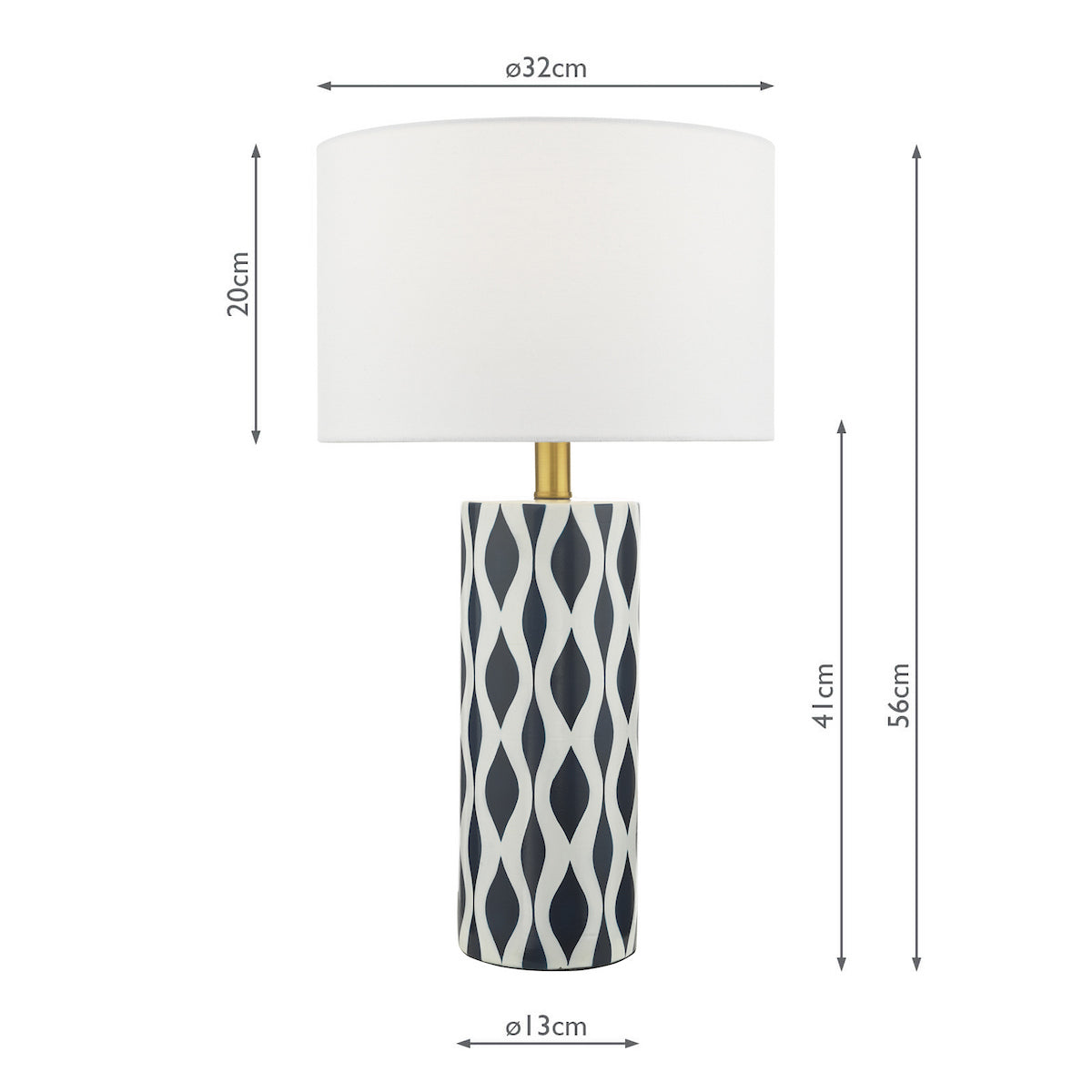 Weylin Navy and White 56cm Ceramic Table Lamp