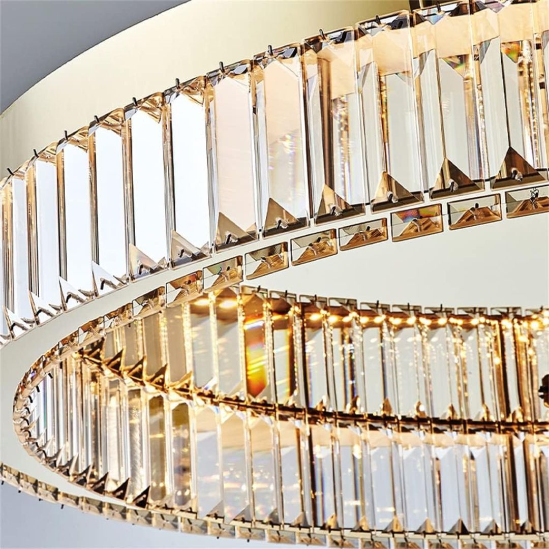 Oda Large Gold & Crystal LED Flush Ceiling Light