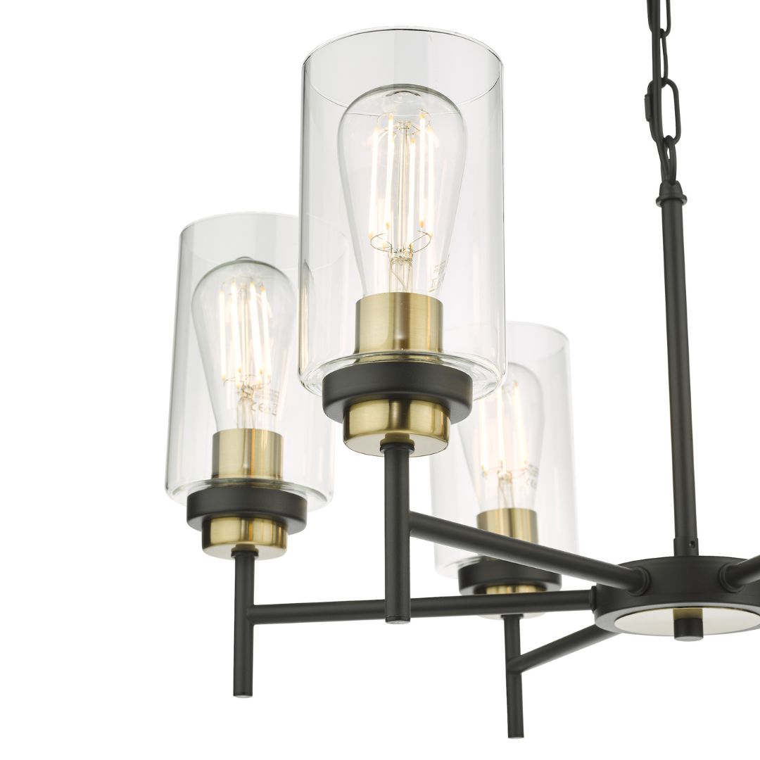 Abel 6 Light Satin Black Chandelier Ceiling Pendant