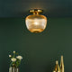 Abrielle Bronze & Amber Glass Flush Ceiling LIght