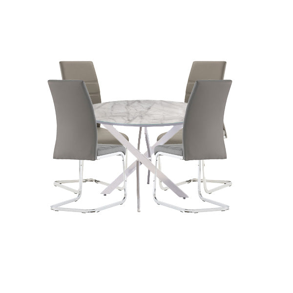 Capri 4-Seater Round Grey Dining Set