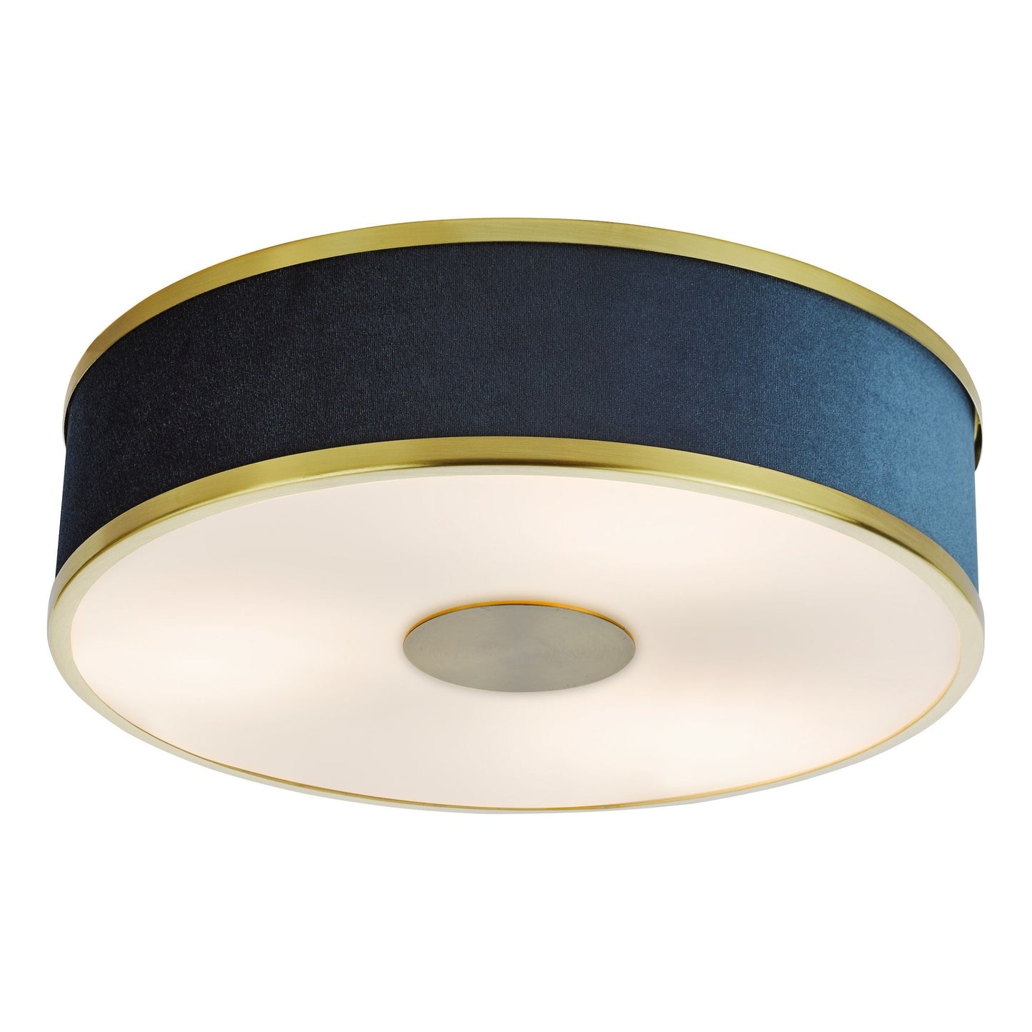 Alvaro 3 Light Brushed Brass & Blue Flush Ceiling Light