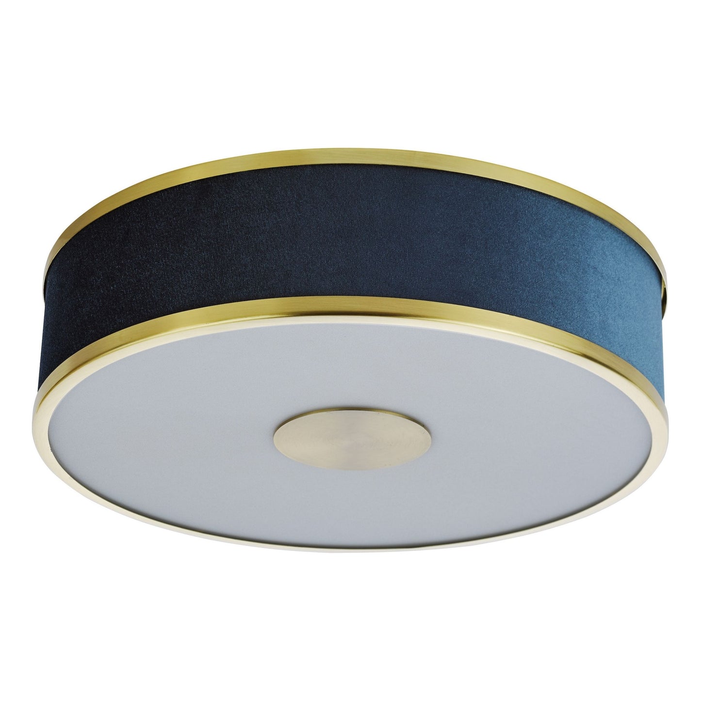 Alvaro 3 Light Brushed Brass & Blue Flush Ceiling Light