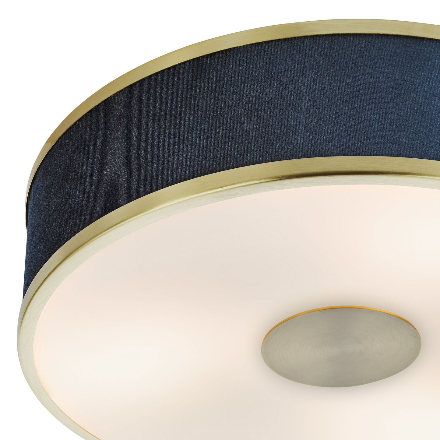 Alvaro 3 Light Brushed Brass & Blue Flush Ceiling Light