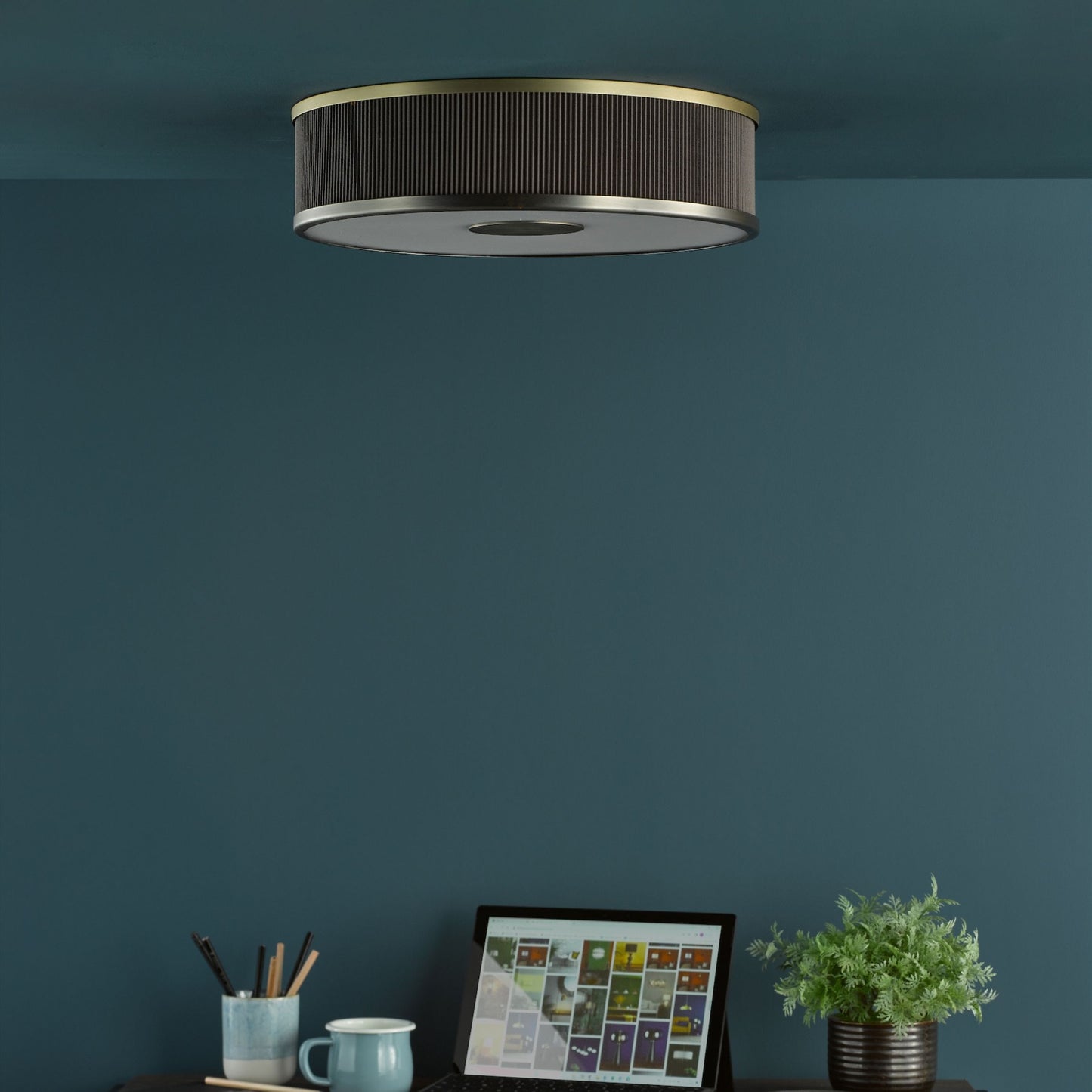 Alvaro 3 Light Antique Bronze & Brown Flush Ceiling Light