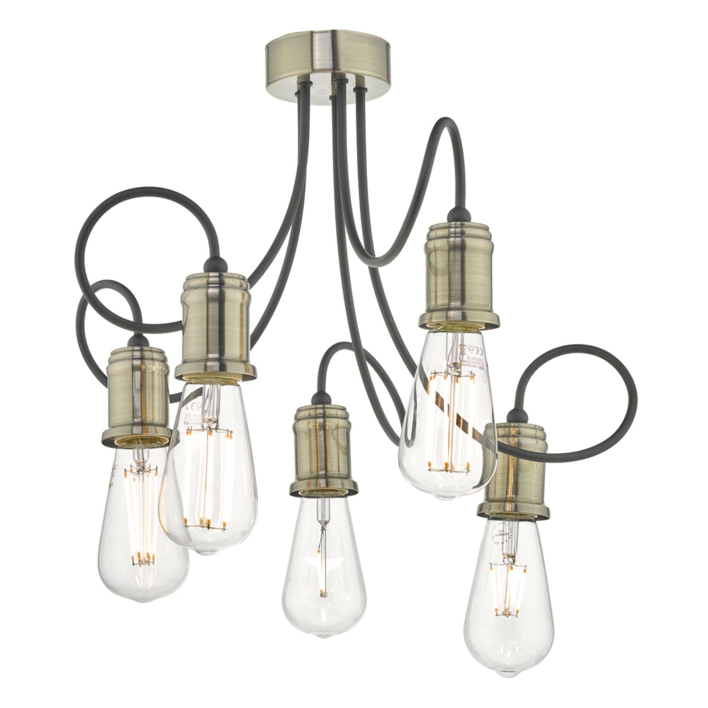 Alzbet Black and Antique Brass 5 Light Ceiling Light