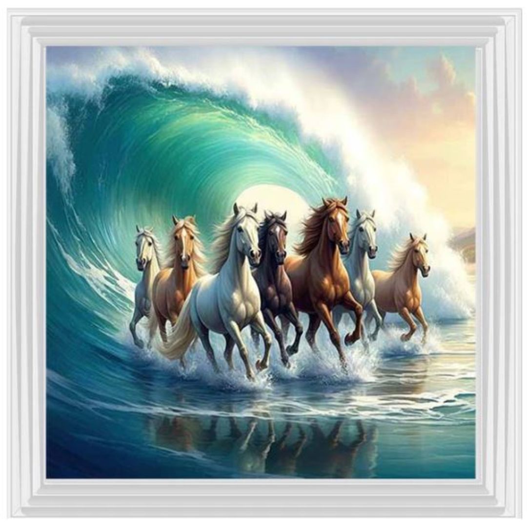 Tide Horses Wall Art with White Frame