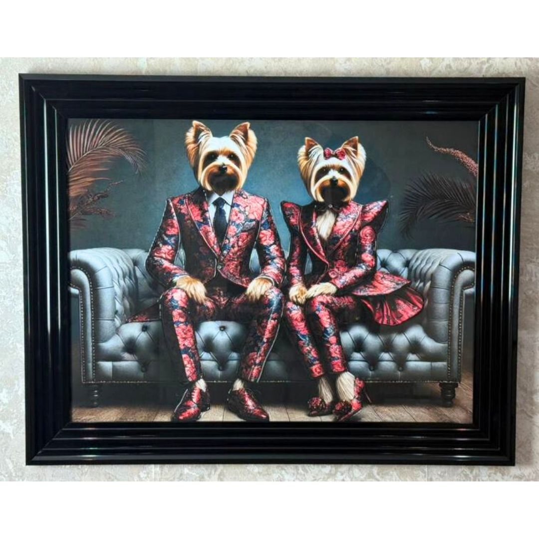 Lounge Terriers Wall Art with Black Frame
